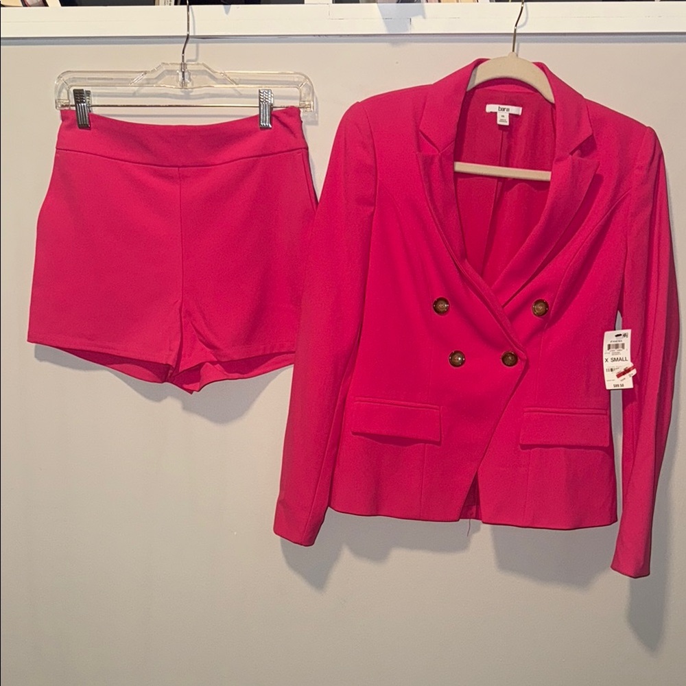 Bar III Women's Pink Blazer and Shorts Set